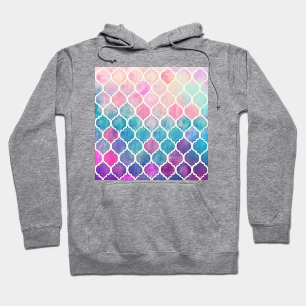 Rainbow Pastel Watercolor Moroccan Pattern Hoodie by micklyn